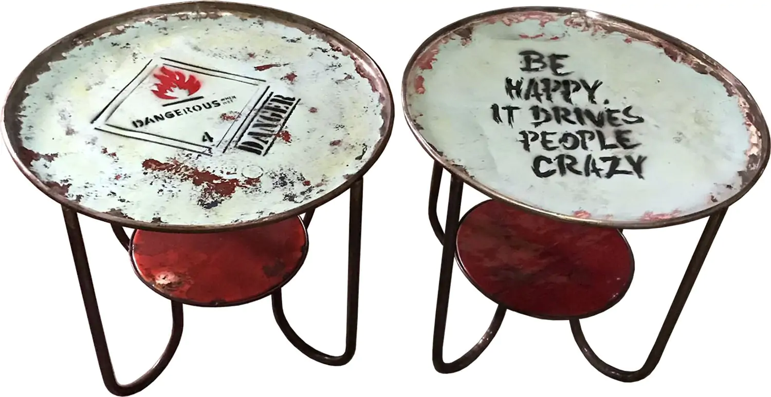  Product image 1 of the product “Table drum recycle metal H50, L59, W59 cm, metal art. ”